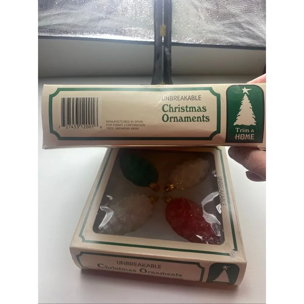 Vintage Trim A Home Unbreakable Pinecone Ornaments Set of 8 Glitter Holiday